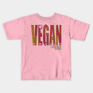 Vegan lettering with psychedelic overlay pattern Kids T-Shirt